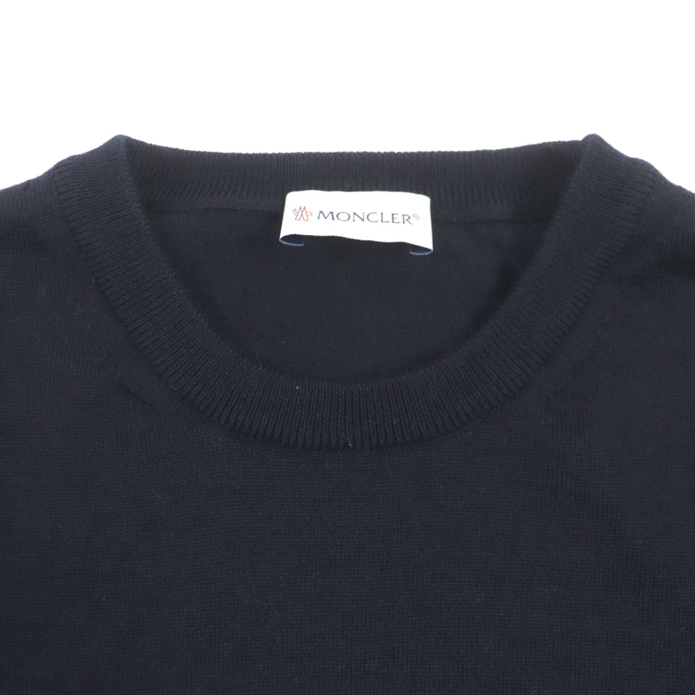 MONCLER knit Main: 100% wool, Other fabric: 100% rayon Navy GIROCOLLO TRICOT mens M Used Authentic