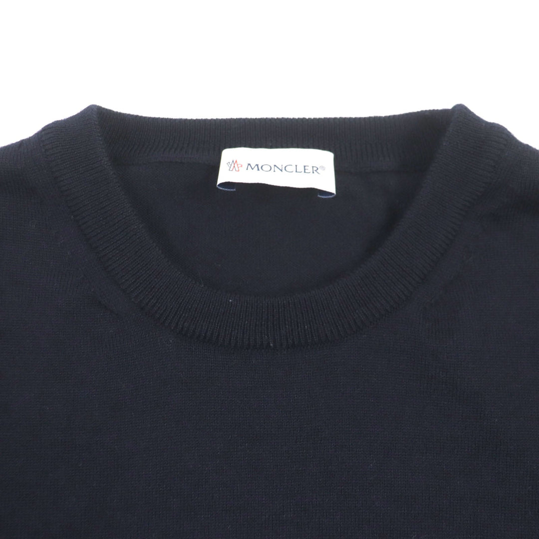 MONCLER knit Main: 100% wool, Other fabric: 100% rayon Navy GIROCOLLO TRICOT mens M Used Authentic