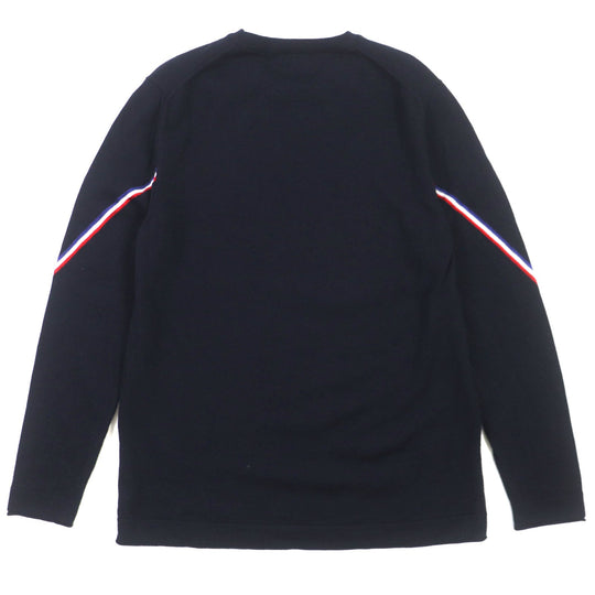 MONCLER knit Main: 100% wool, Other fabric: 100% rayon Navy GIROCOLLO TRICOT mens M Used Authentic