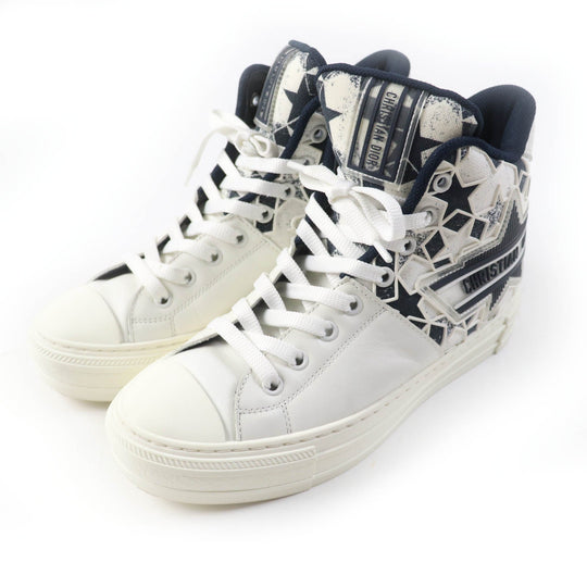 Christian Dior High cut sneakers Main: Canvas Leather White navy Walk N Dior Star Women 36 Used Authentic