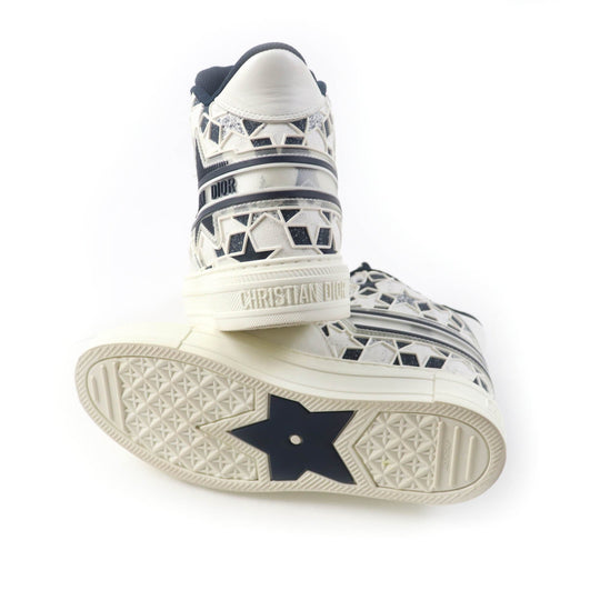 Christian Dior High cut sneakers Main: Canvas Leather White navy Walk N Dior Star Women 36 Used Authentic