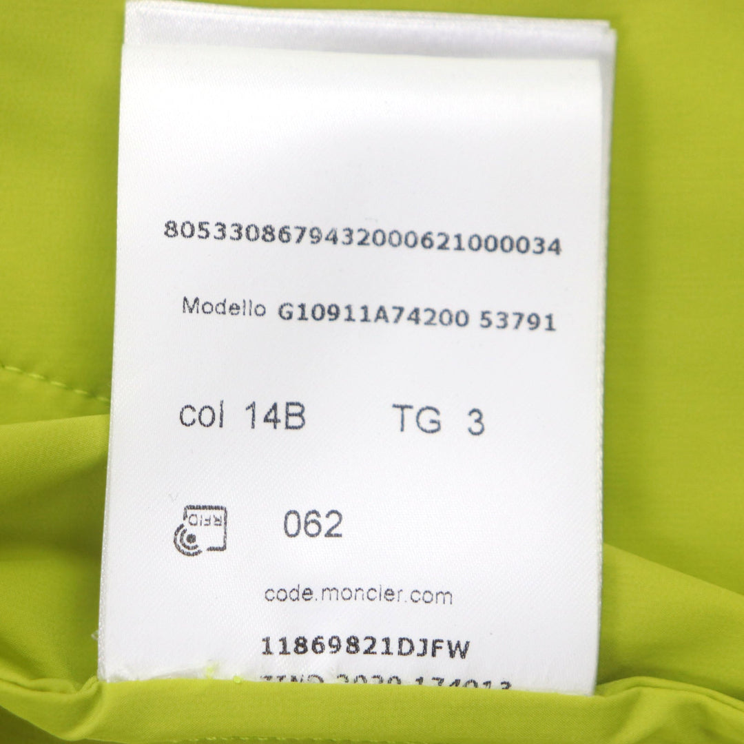 MONCLER Nylon jacket Main: 80% nylon, Main: 20% polyurethane Lime yellow GIVRAY mens 3 Used Authentic