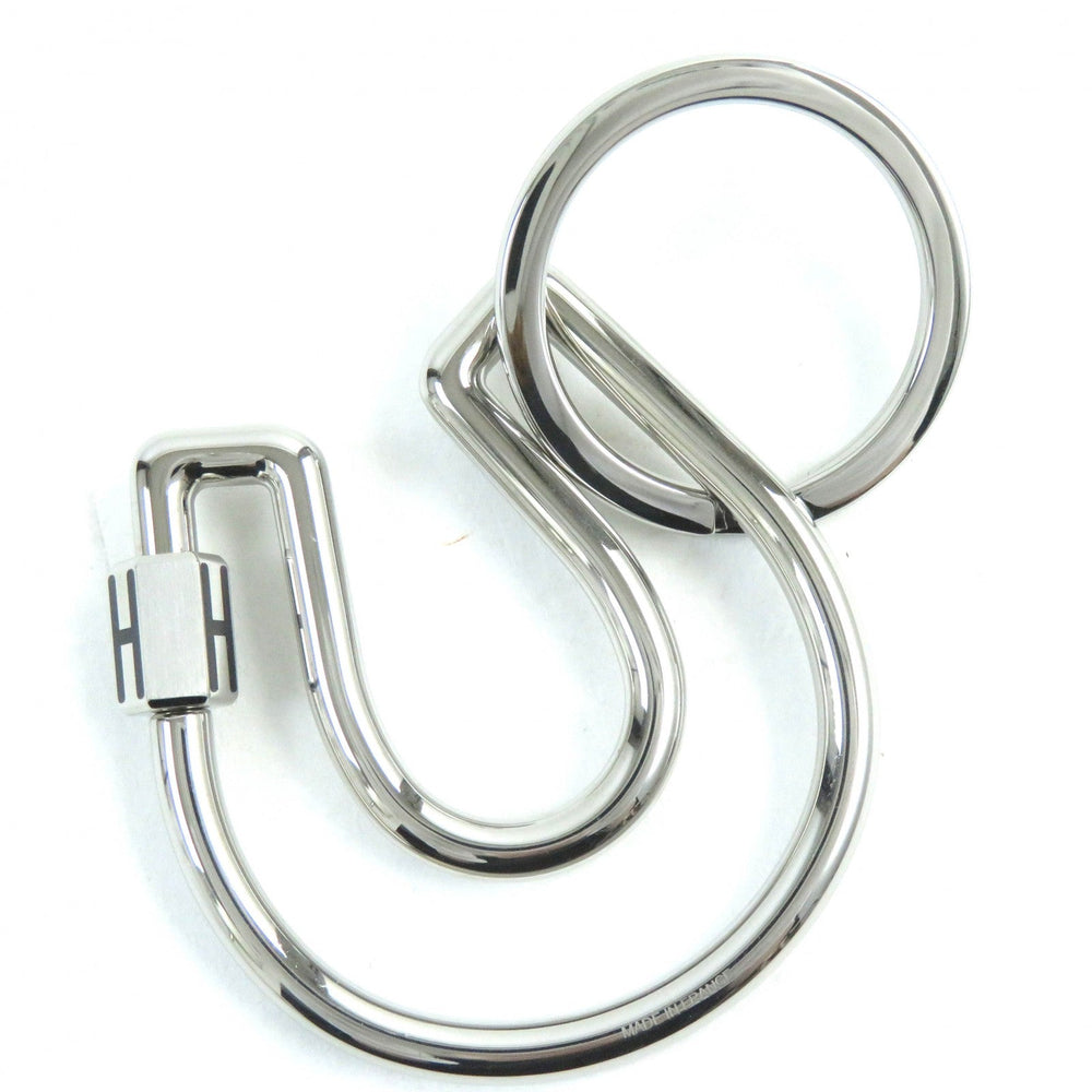 HERMES key ring H077329FJ03 Stainless Steel Silver Horseshoe Fair a Cheval Keyring mens Used Authentic