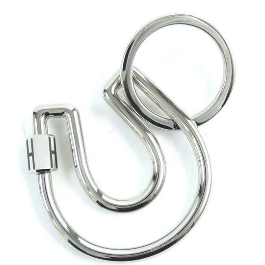 HERMES key ring H077329FJ03 Stainless Steel Silver Horseshoe Fair a Cheval Keyring mens Used Authentic
