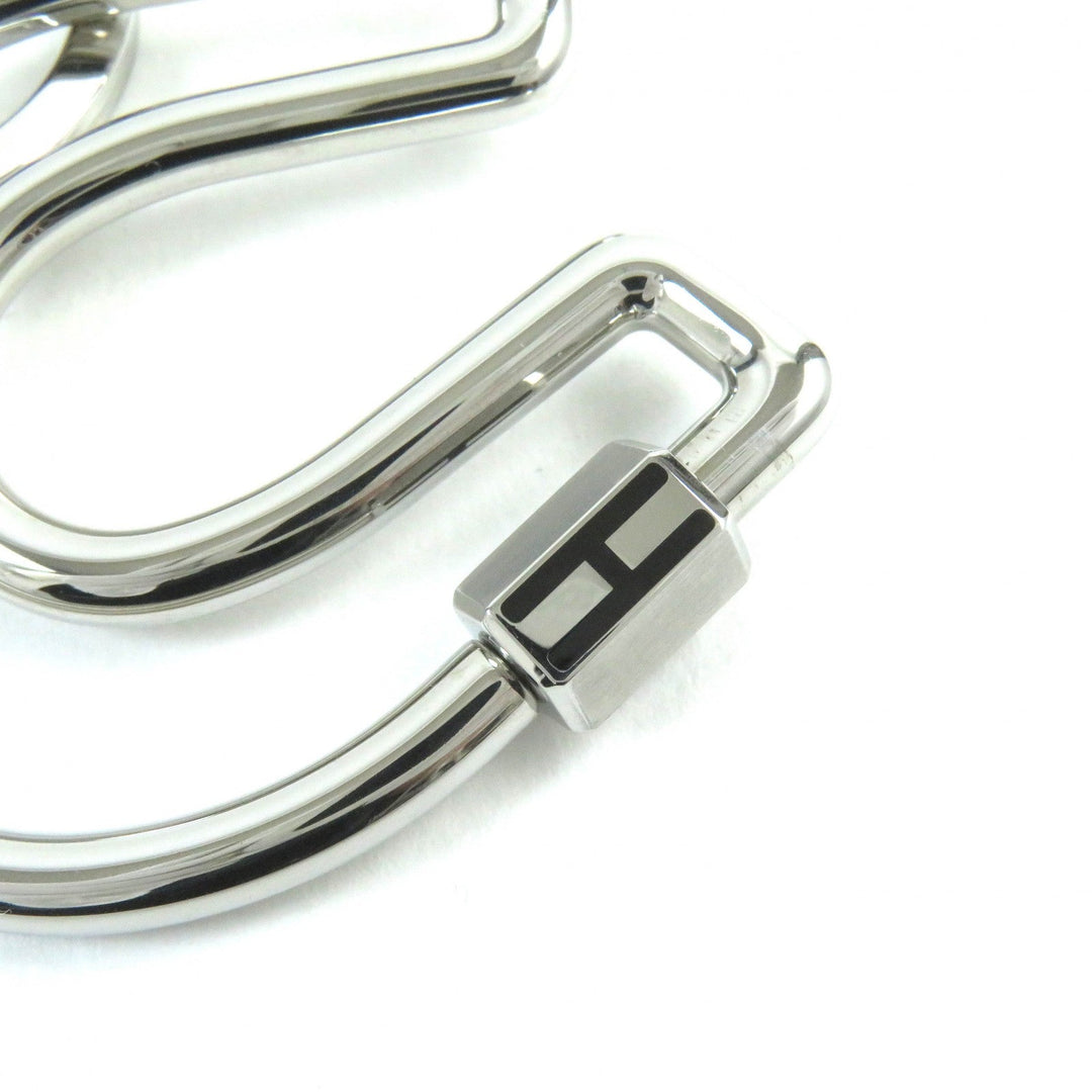 HERMES key ring H077329FJ03 Stainless Steel Silver Horseshoe Fair a Cheval Keyring mens Used Authentic