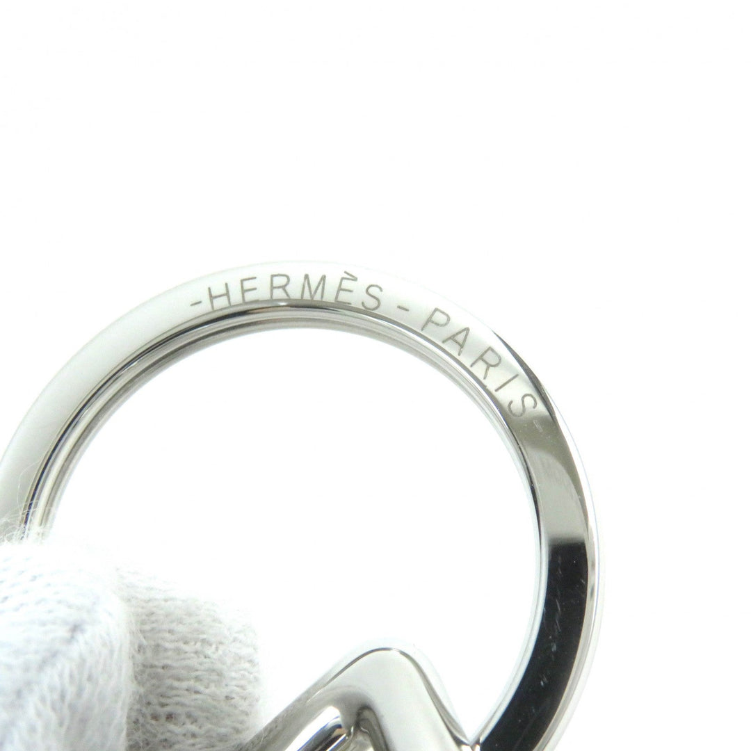 HERMES key ring H077329FJ03 Stainless Steel Silver Horseshoe Fair a Cheval Keyring mens Used Authentic