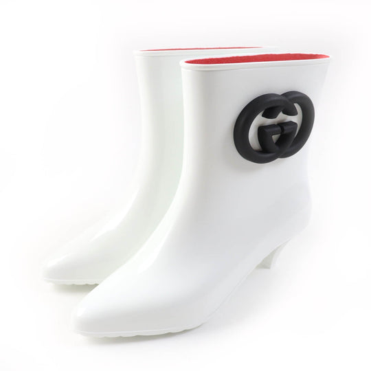 GUCCI Ankle boots 724458 Main: Rubber White black Women 39 Used Authentic