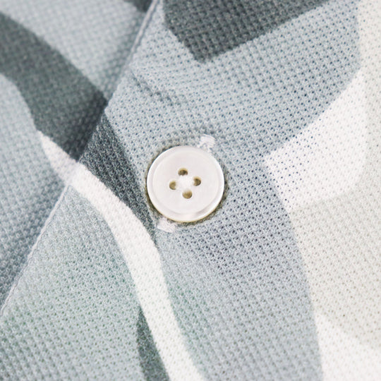 HERMES Short sleeve polo shirt Main: 100% cotton Gray Blue Puzzle Vegetal mens L Used Authentic