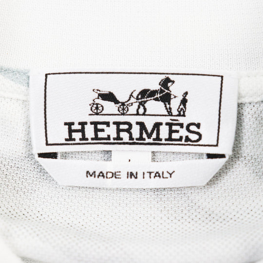 HERMES Short sleeve polo shirt Main: 100% cotton Gray Blue Puzzle Vegetal mens L Used Authentic