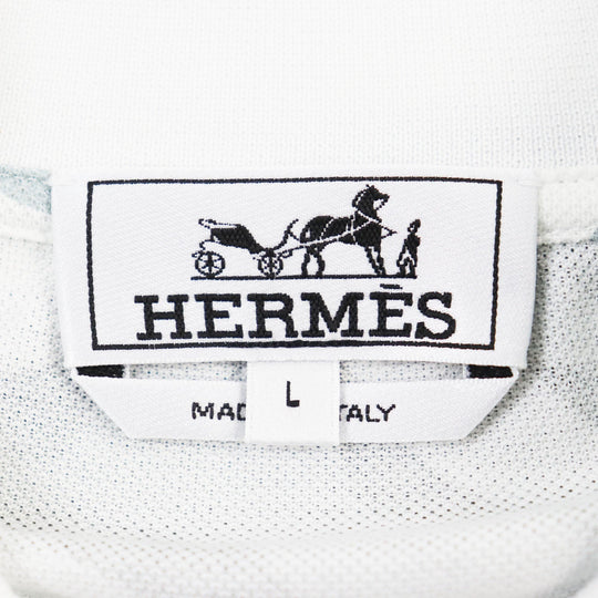 HERMES Short sleeve polo shirt Main: 100% cotton Gray Blue Puzzle Vegetal mens L Used Authentic