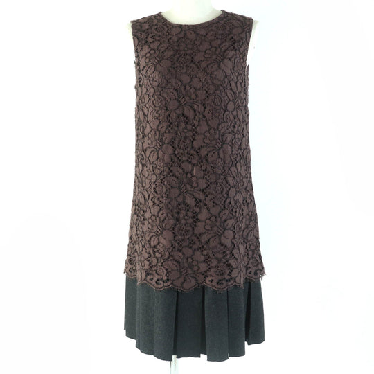 DOLCE&GABBANA one piece F6NI4T/FLM8Z Main: 64% cotton, 18% wool, 8% rayon, 8% metal, 3% angora, 1% elastane Lining: 96% silk, 4% elastane Brown Women 40 Used Authentic
