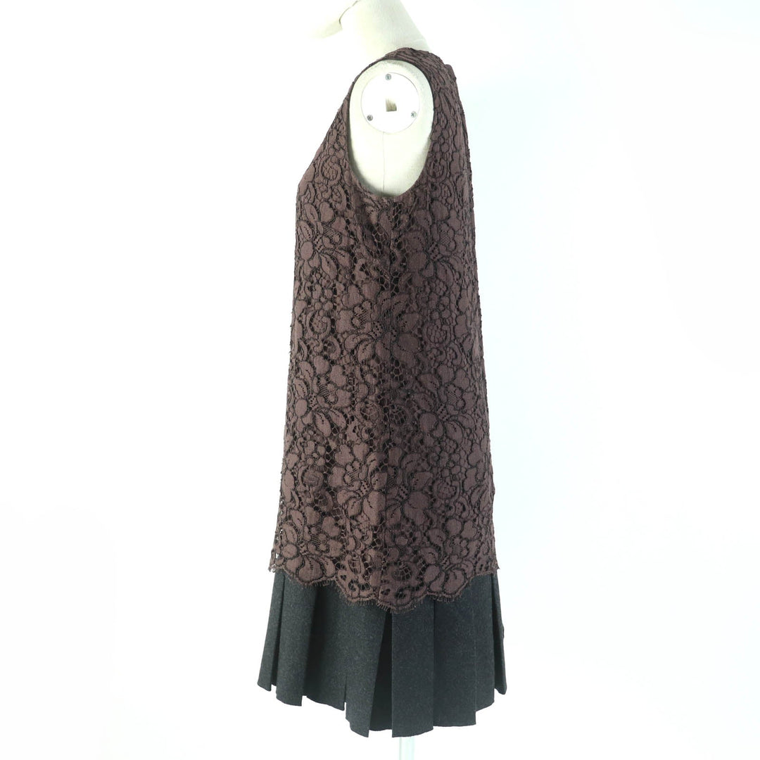 DOLCE&GABBANA one piece F6NI4T/FLM8Z Main: 64% cotton, 18% wool, 8% rayon, 8% metal, 3% angora, 1% elastane Lining: 96% silk, 4% elastane Brown Women 40 Used Authentic