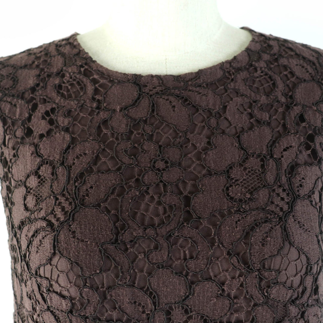 DOLCE&GABBANA one piece F6NI4T/FLM8Z Main: 64% cotton, 18% wool, 8% rayon, 8% metal, 3% angora, 1% elastane Lining: 96% silk, 4% elastane Brown Women 40 Used Authentic