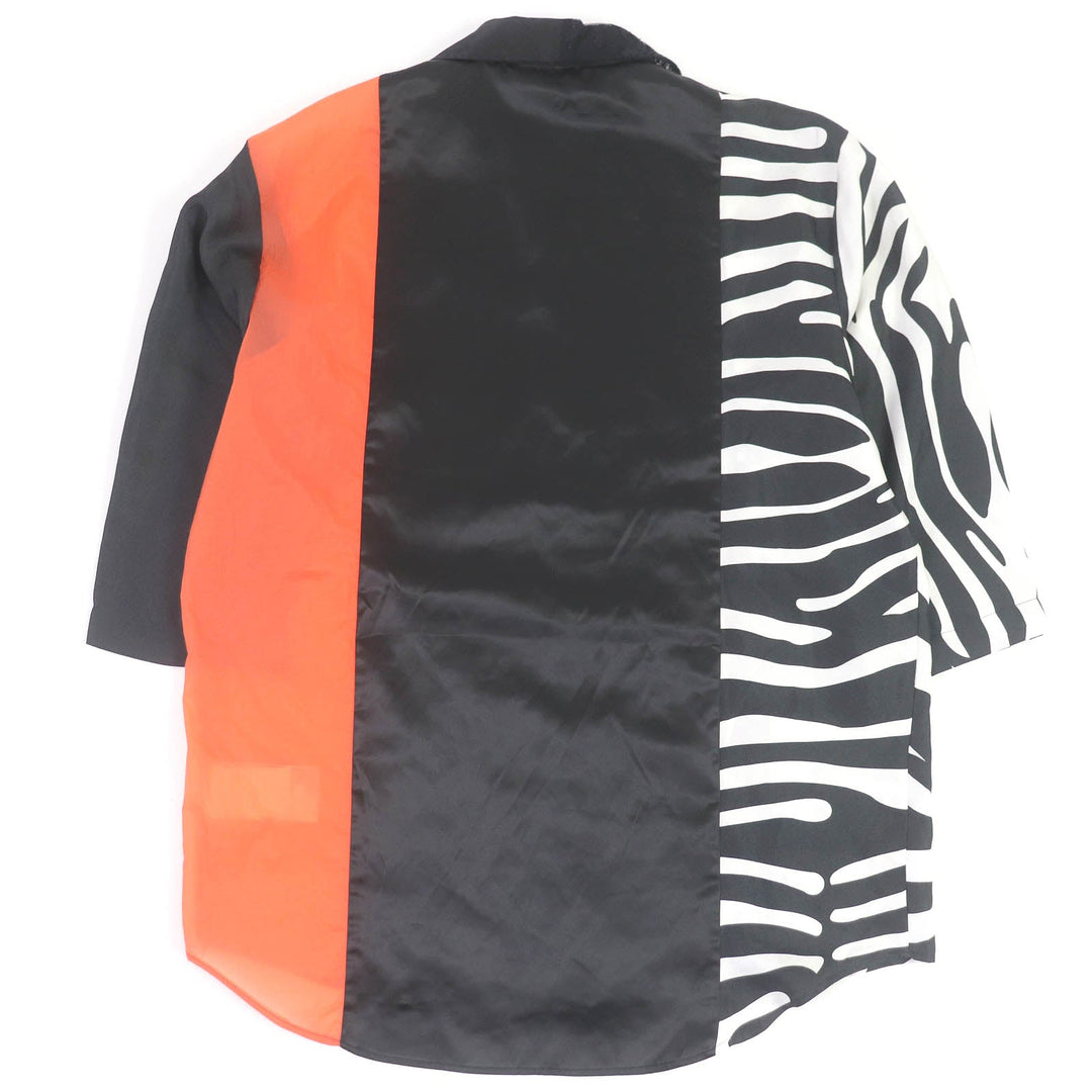 DSQUARED2 Short sleeve shirt S71DM0451 Lace: 70% cotton, 30% nylon Satin: 100% polyester Other fabric: 100% nylon Pattern: 100% silk Left sleeve: 100% polyester Black orange mens 46 Used Authentic