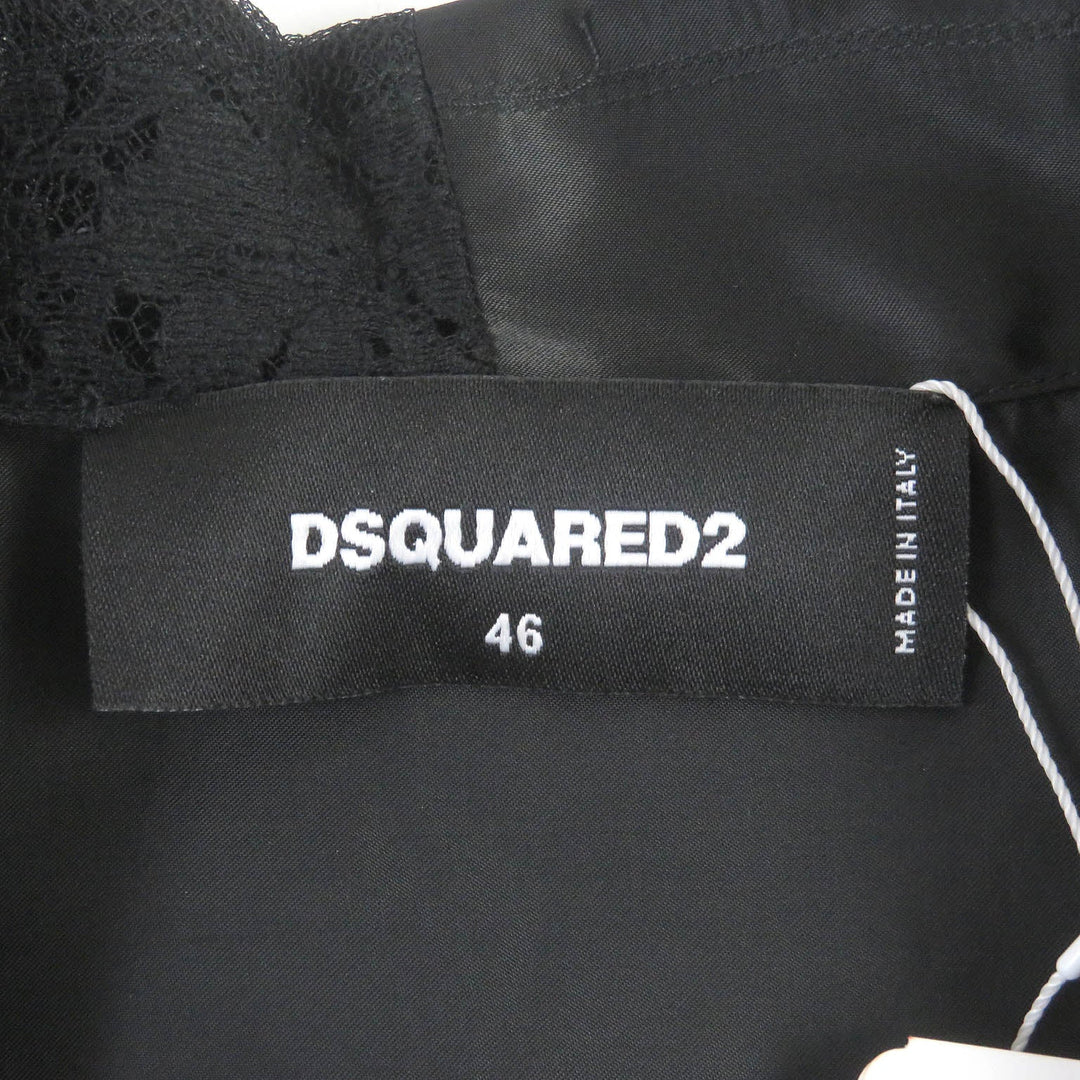 DSQUARED2 Short sleeve shirt S71DM0451 Lace: 70% cotton, 30% nylon Satin: 100% polyester Other fabric: 100% nylon Pattern: 100% silk Left sleeve: 100% polyester Black orange mens 46 Used Authentic