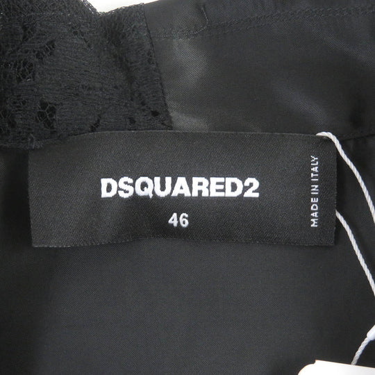 DSQUARED2 Short sleeve shirt S71DM0451 Lace: 70% cotton, 30% nylon Satin: 100% polyester Other fabric: 100% nylon Pattern: 100% silk Left sleeve: 100% polyester Black orange mens 46 Used Authentic