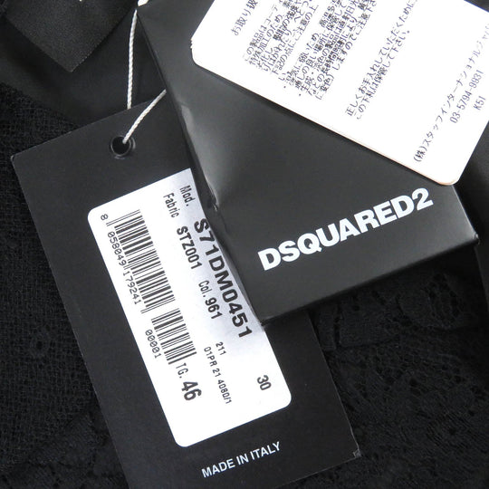 DSQUARED2 Short sleeve shirt S71DM0451 Lace: 70% cotton, 30% nylon Satin: 100% polyester Other fabric: 100% nylon Pattern: 100% silk Left sleeve: 100% polyester Black orange mens 46 Used Authentic