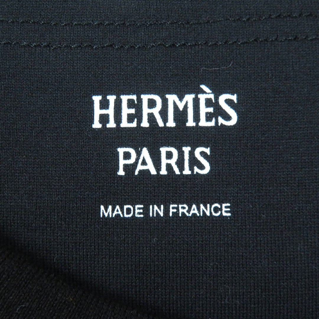 HERMES Short sleeve T-shirt Main: 100% cotton, part: 70% cotton, part: 26% nylon, part: 4% polyurethane, part: 100% polyester black Women 34 Used Authentic