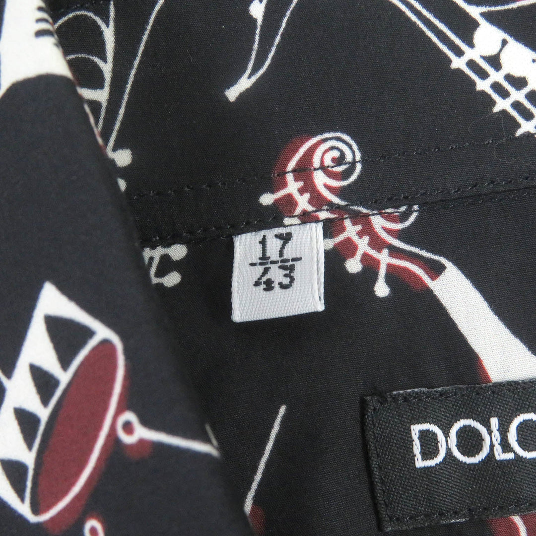 DOLCE&GABBANA Long sleeve shirt Main: 100% cotton black GOLD mens 43 Used Authentic