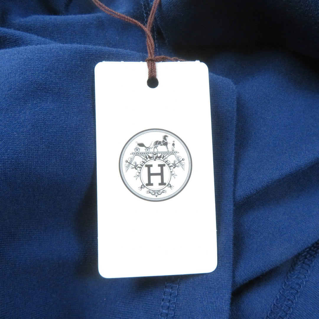 HERMES Short sleeve T-shirt Main: 100% cotton, Part: 100% polyester Navy Women 34 Used Authentic