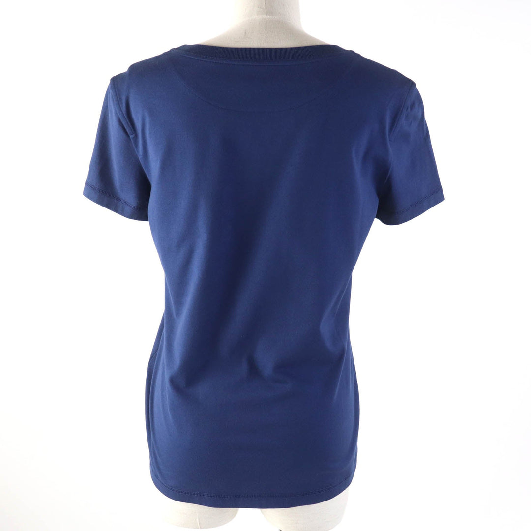 HERMES Short sleeve T-shirt Main: 100% cotton, Part: 100% polyester Navy Women 34 Used Authentic