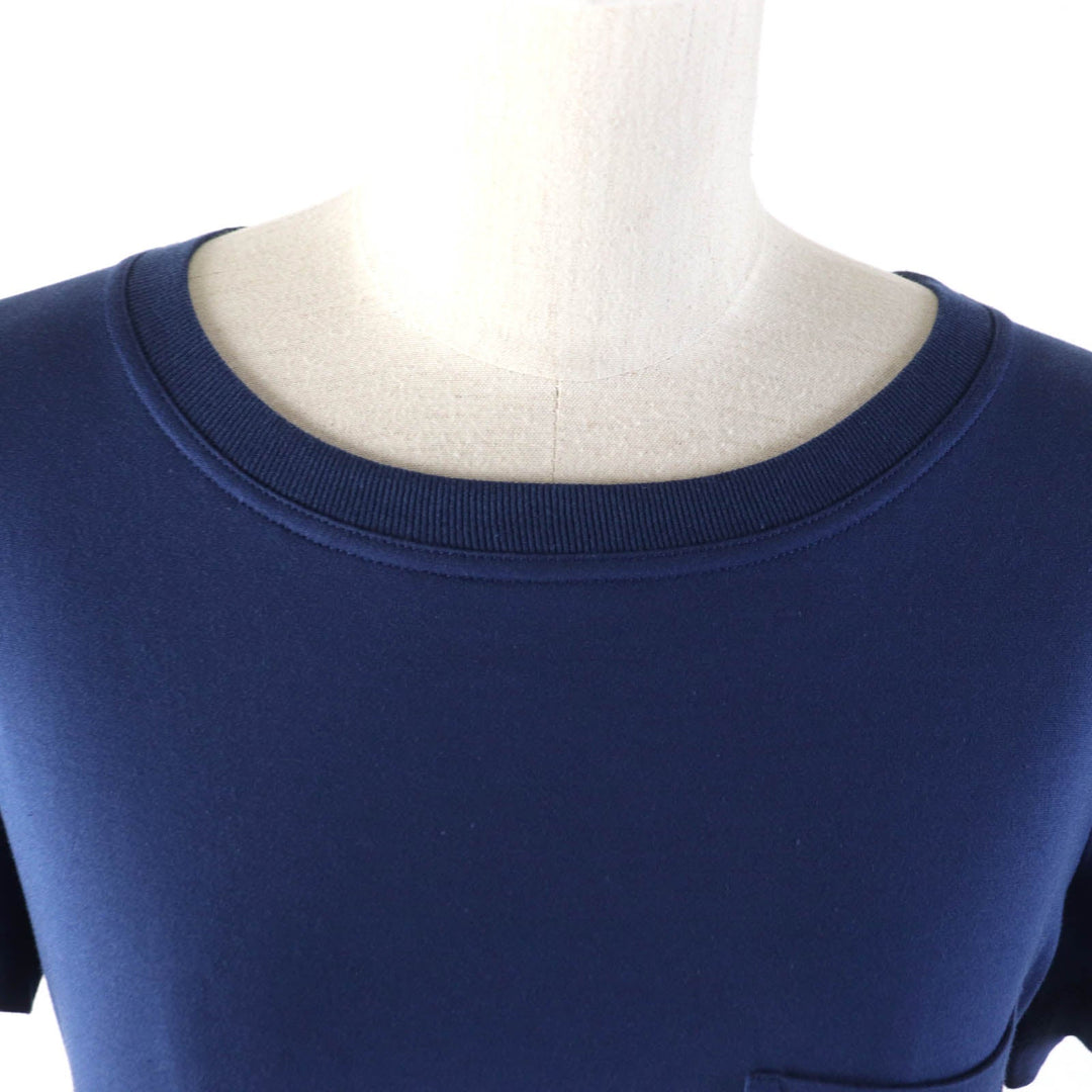 HERMES Short sleeve T-shirt Main: 100% cotton, Part: 100% polyester Navy Women 34 Used Authentic