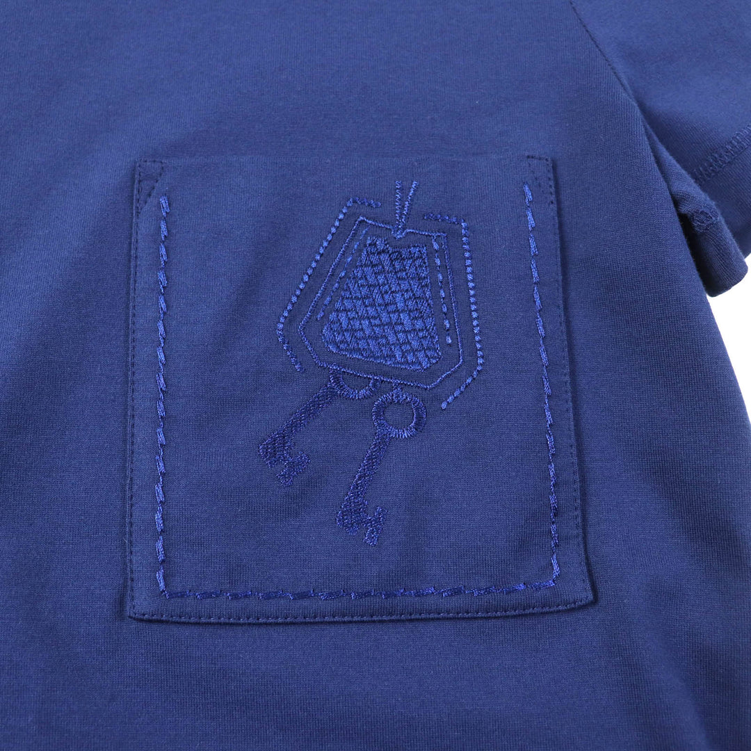HERMES Short sleeve T-shirt Main: 100% cotton, Part: 100% polyester Navy Women 34 Used Authentic