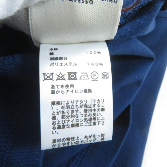 HERMES Short sleeve T-shirt Main: 100% cotton, Part: 100% polyester Navy Women 34 Used Authentic
