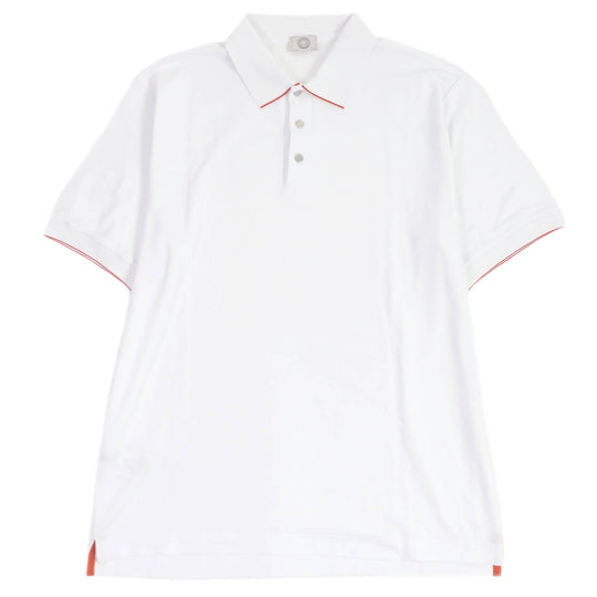 HERMES Short sleeve polo shirt Main: 58% cotton, Main: 42% polyester, Part: 100% cotton white mens XXL Used Authentic