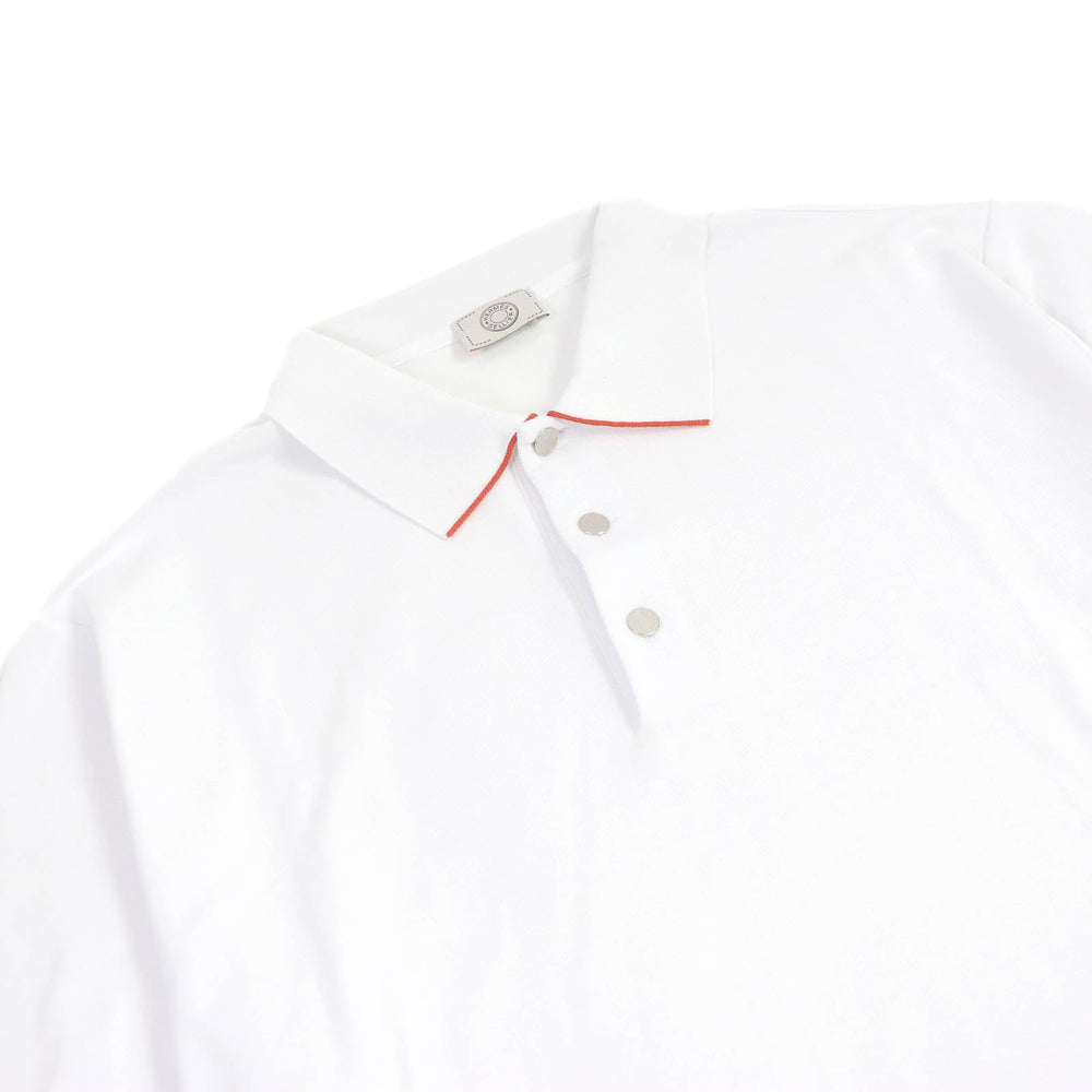 HERMES Short sleeve polo shirt Main: 58% cotton, Main: 42% polyester, Part: 100% cotton white mens XXL Used Authentic