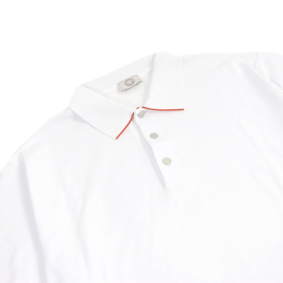 HERMES Short sleeve polo shirt Main: 58% cotton, Main: 42% polyester, Part: 100% cotton white mens XXL Used Authentic