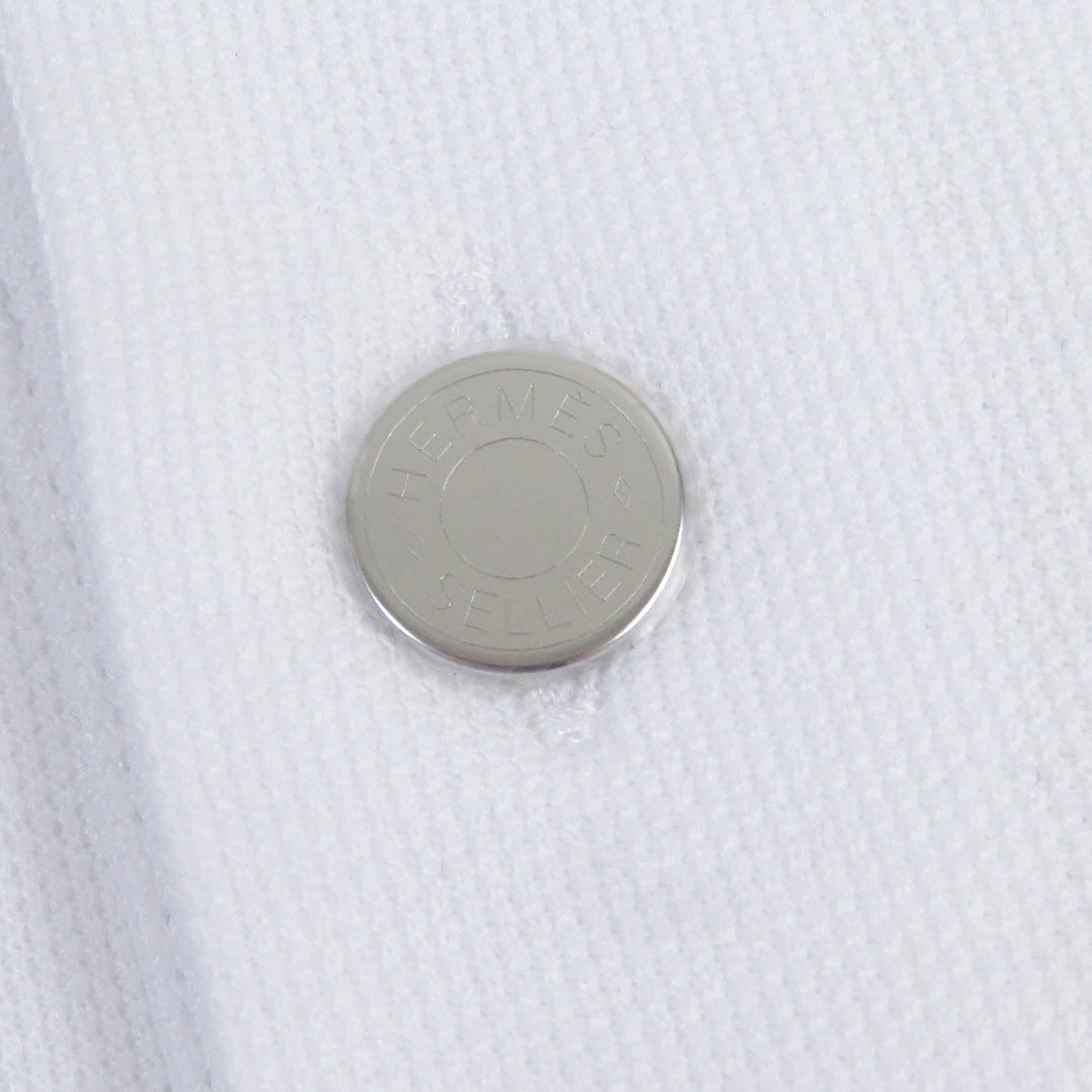 HERMES Short sleeve polo shirt Main: 58% cotton, Main: 42% polyester, Part: 100% cotton white mens XXL Used Authentic