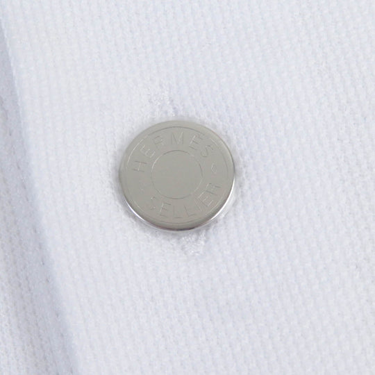 HERMES Short sleeve polo shirt Main: 58% cotton, Main: 42% polyester, Part: 100% cotton white mens XXL Used Authentic