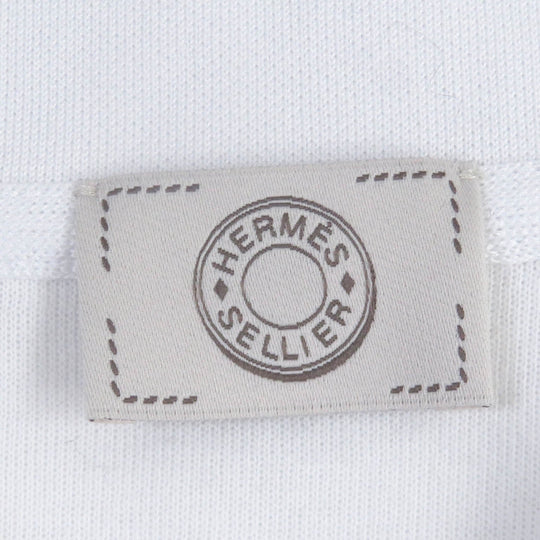 HERMES Short sleeve polo shirt Main: 58% cotton, Main: 42% polyester, Part: 100% cotton white mens XXL Used Authentic