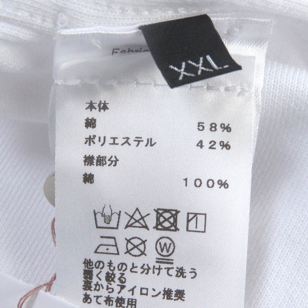 HERMES Short sleeve polo shirt Main: 58% cotton, Main: 42% polyester, Part: 100% cotton white mens XXL Used Authentic