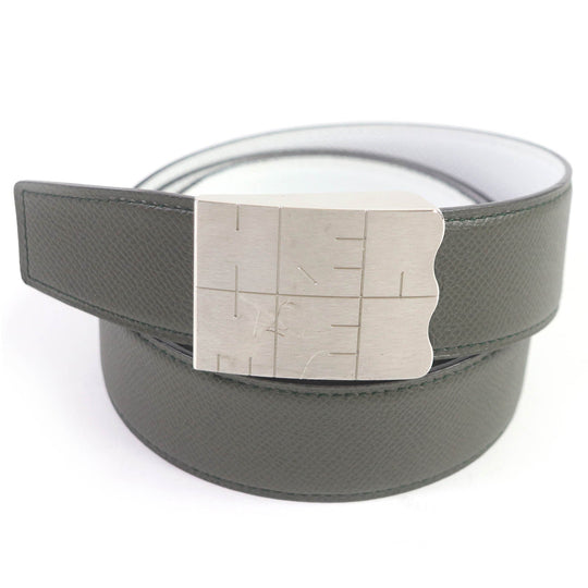 HERMES belt Main: Leather Charcoal White mens Used Authentic