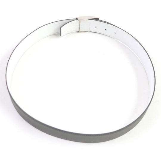 HERMES belt Main: Leather Charcoal White mens Used Authentic