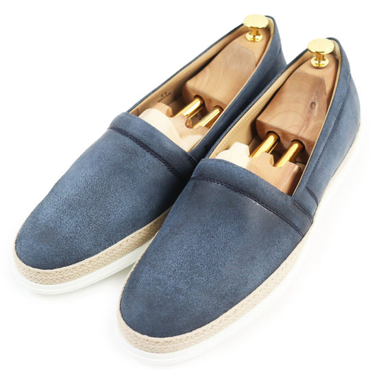 TOD�fS Slip-on XXM0TV0W80ZML1 Main: Leather Navy PANTOFOLA IMBOTTITA GOMMA RAFIA TV mens 11 Used Authentic