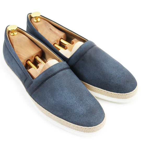 TOD�fS Slip-on XXM0TV0W80ZML1 Main: Leather Navy PANTOFOLA IMBOTTITA GOMMA RAFIA TV mens 11 Used Authentic