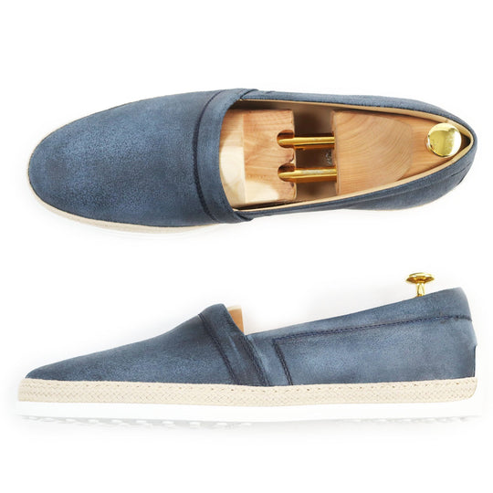 TOD�fS Slip-on XXM0TV0W80ZML1 Main: Leather Navy PANTOFOLA IMBOTTITA GOMMA RAFIA TV mens 11 Used Authentic