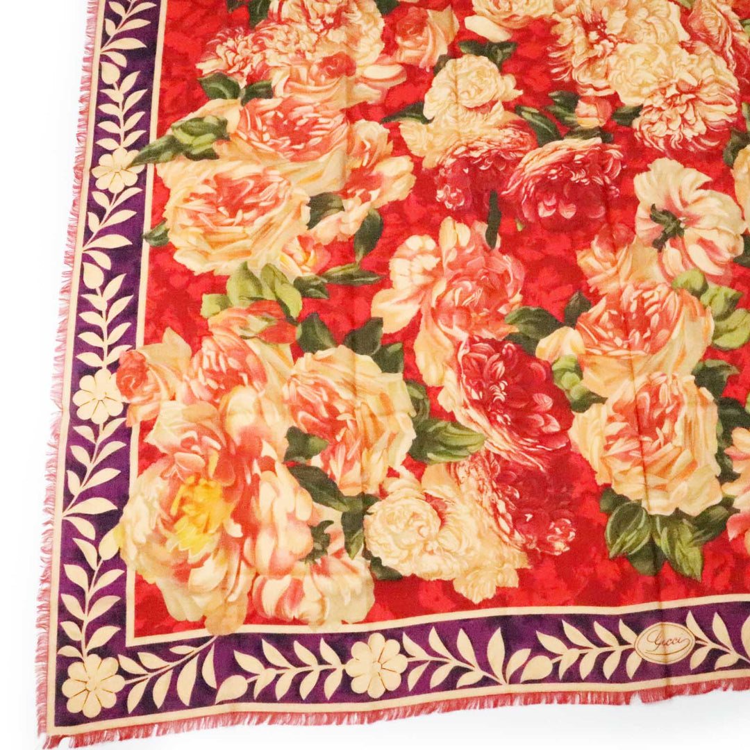 GUCCI Stall Main: 70% wool, Main: 30% silk red multi Women Used Authentic