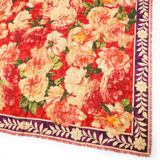 GUCCI Stall Main: 70% wool, Main: 30% silk red multi Women Used Authentic