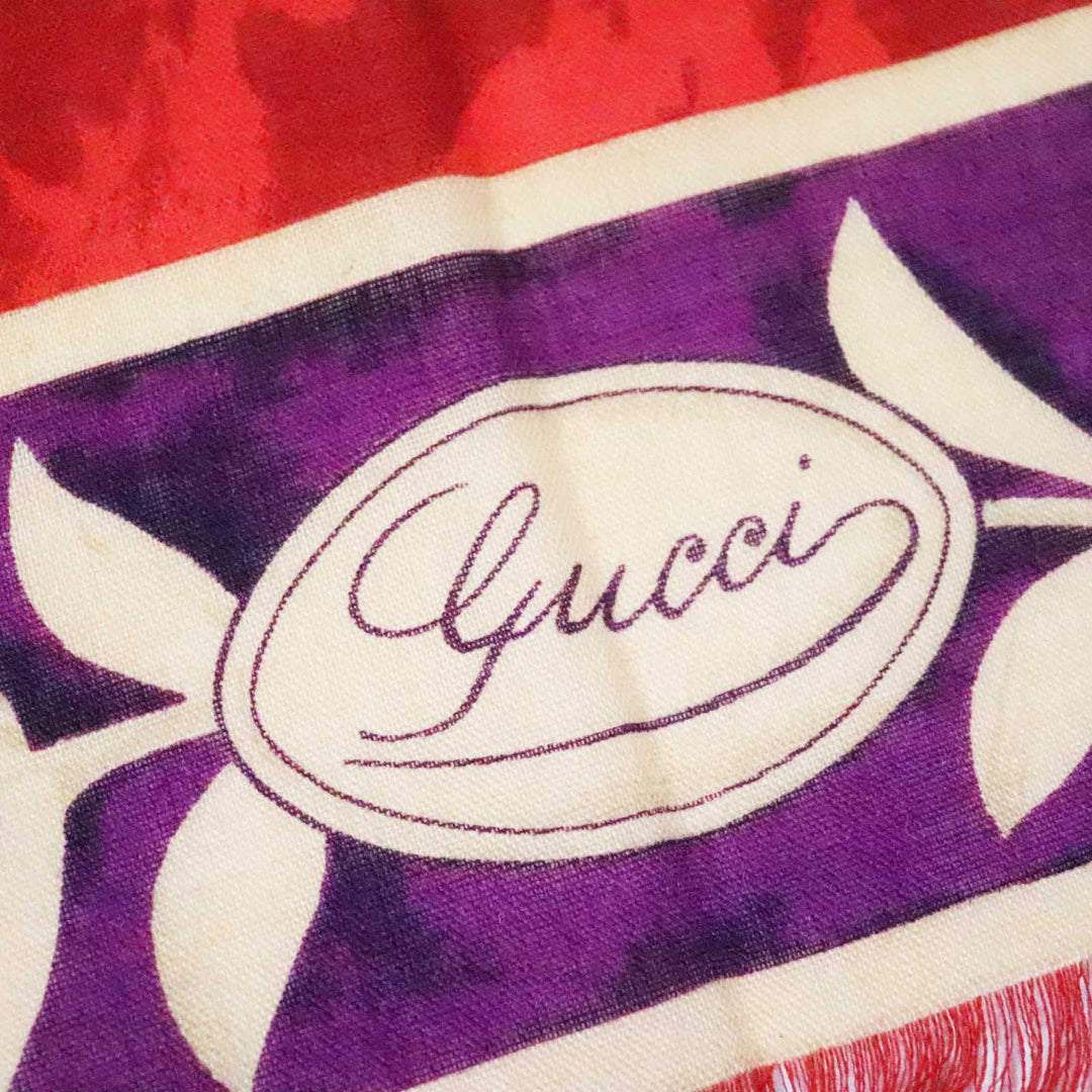 GUCCI Stall Main: 70% wool, Main: 30% silk red multi Women Used Authentic