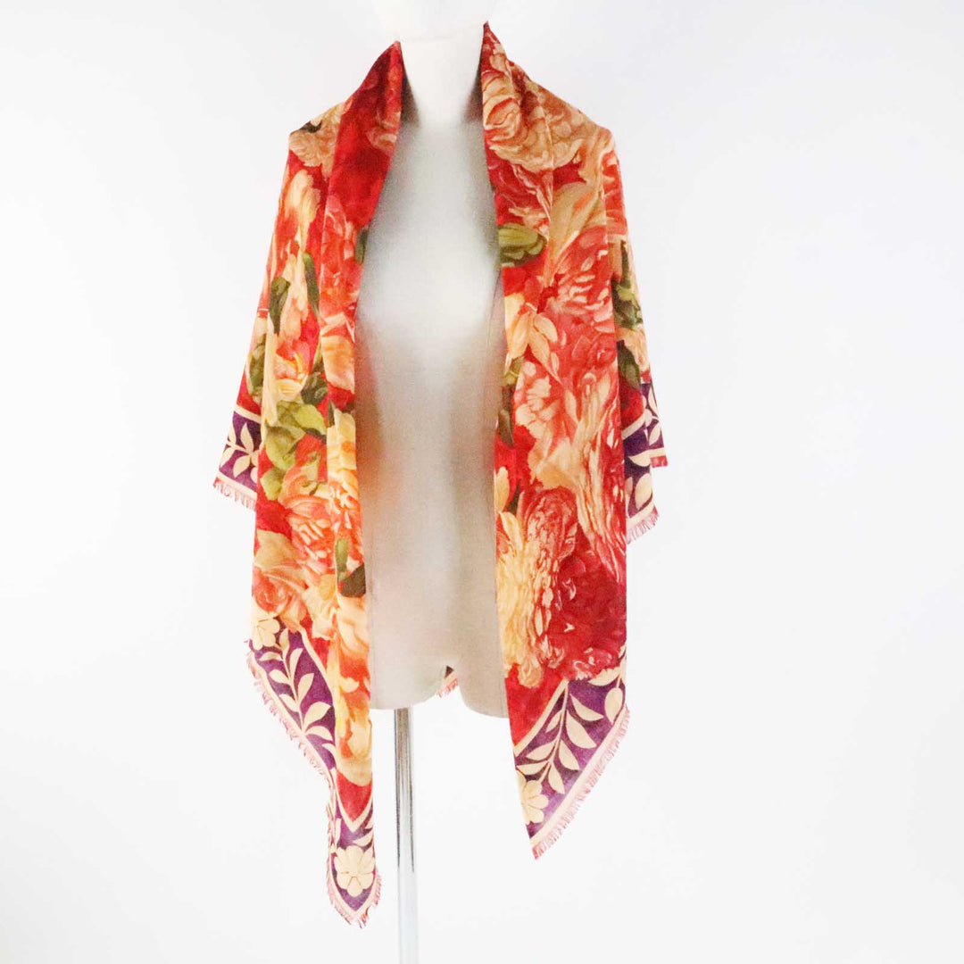 GUCCI Stall Main: 70% wool, Main: 30% silk red multi Women Used Authentic