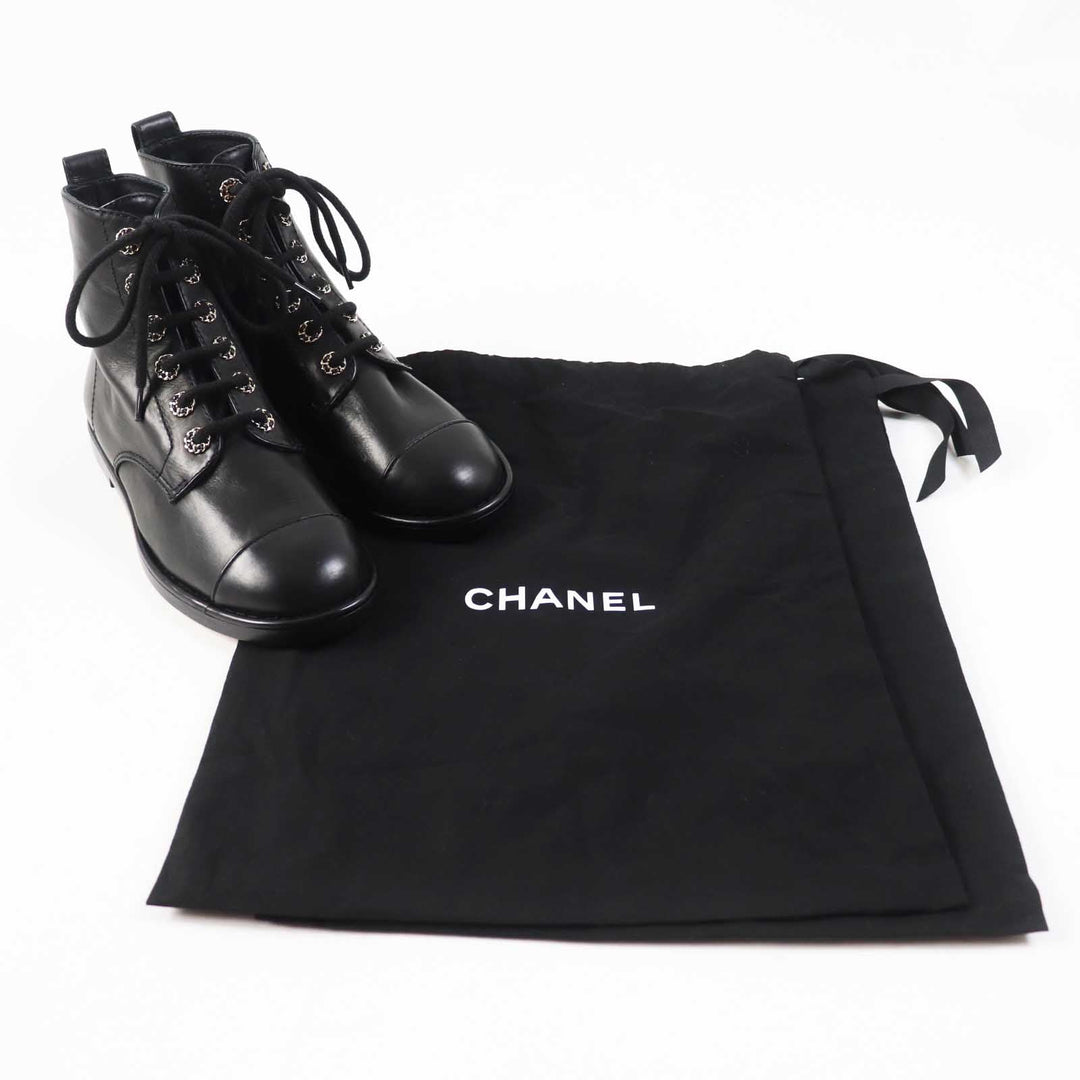 CHANEL short boots G37287 Main: Leather black Women 37 1/2 C Used Authentic