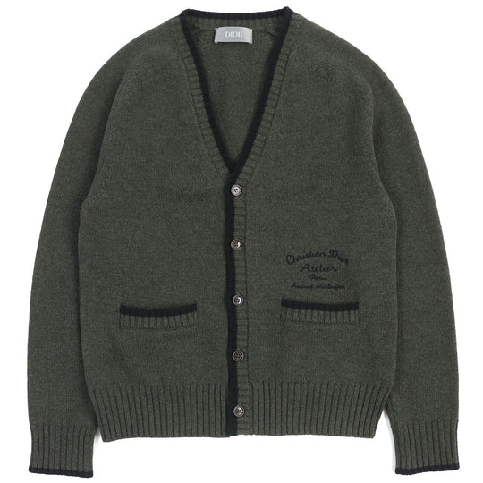 Dior HOMME cardigan 383M233AT298 Main: 100% virgin wool, embroidery: 100% polyester khaki mens S Used Authentic