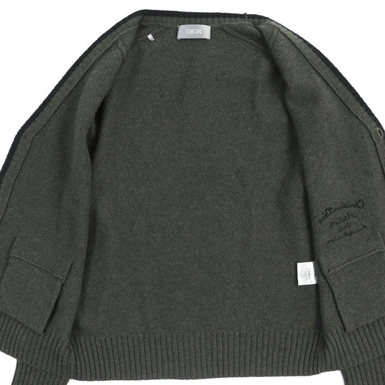 Dior HOMME cardigan 383M233AT298 Main: 100% virgin wool, embroidery: 100% polyester khaki mens S Used Authentic