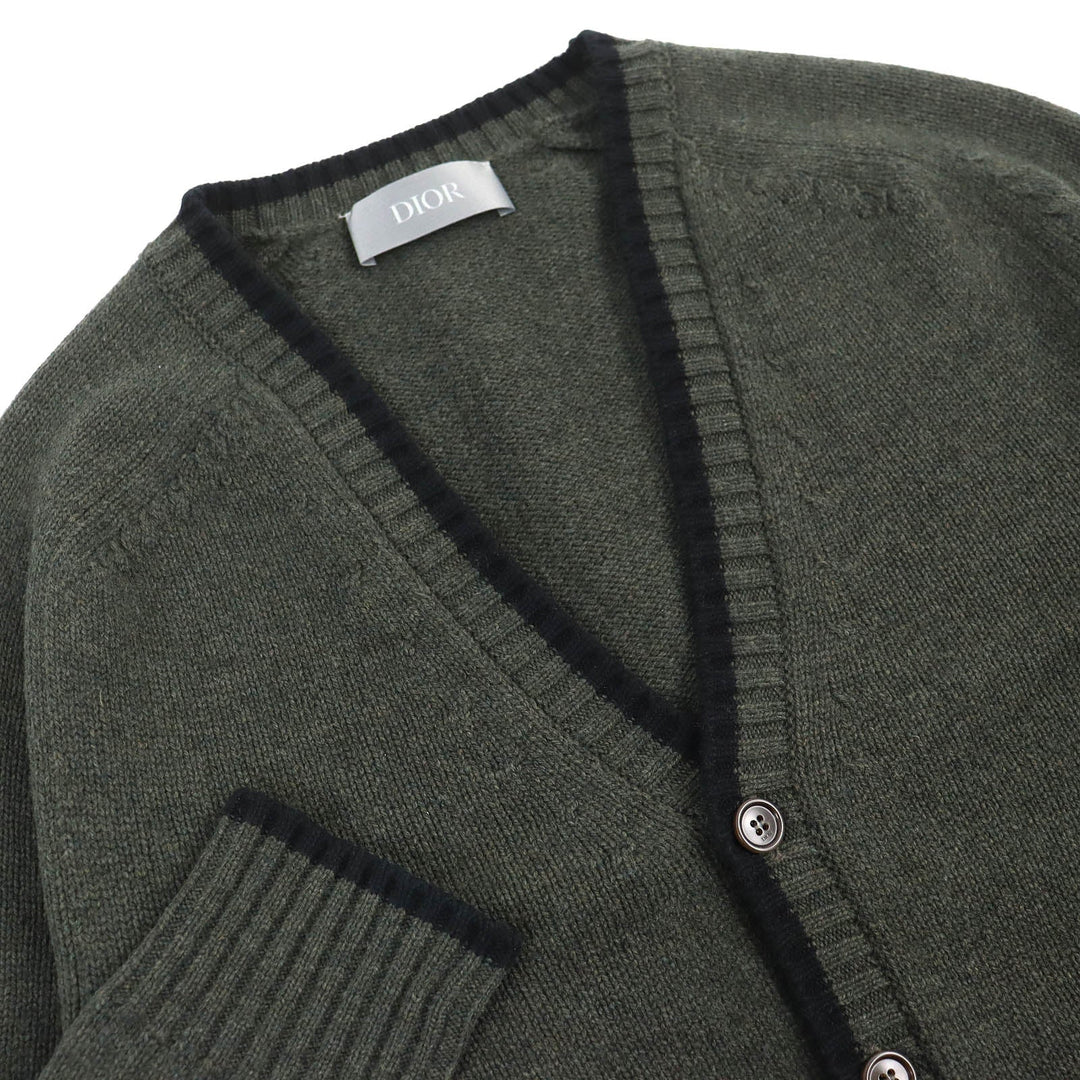 Dior HOMME cardigan 383M233AT298 Main: 100% virgin wool, embroidery: 100% polyester khaki mens S Used Authentic