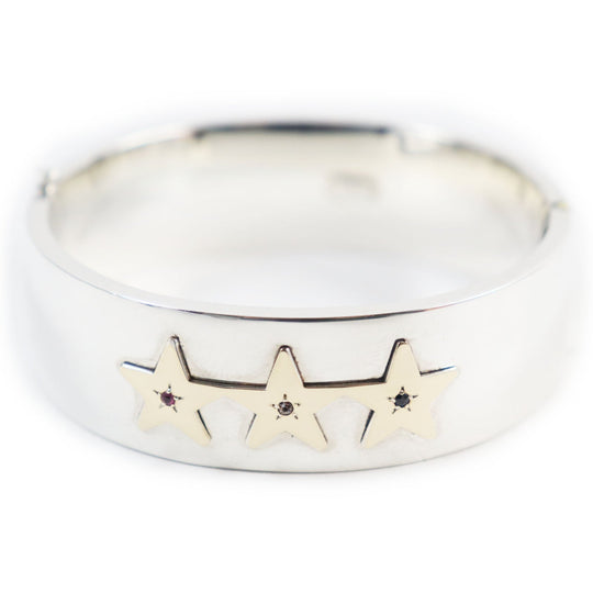 TIFFANY&Co. Bangle Main: Sterling Silver (Probably SV925) Part: Gold (Probably 14K, as many TIFFANY&Co. products from the 1920s-40s were 14K) 1P: Ruby 1P: Diamond 1P: Sapphire Silver gold mens Used Authentic