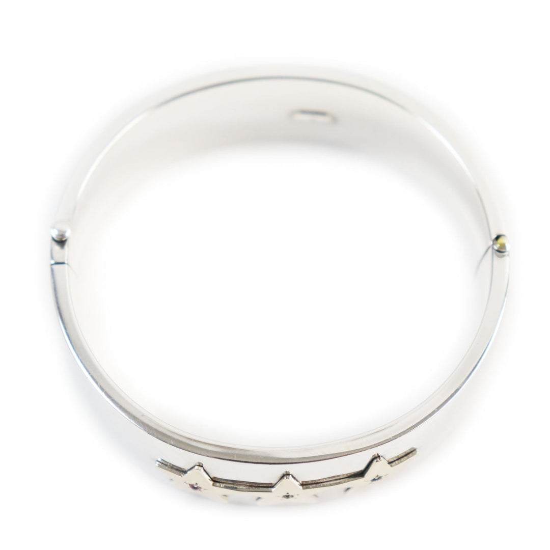 TIFFANY&Co. Bangle Main: Sterling Silver (Probably SV925) Part: Gold (Probably 14K, as many TIFFANY&Co. products from the 1920s-40s were 14K) 1P: Ruby 1P: Diamond 1P: Sapphire Silver gold mens Used Authentic